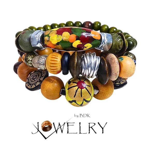 Jewelry By BDK Other - Unisex Artistic Beaded Layered Bracelet Set